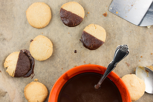 Gluten Free Chocolate Dipped Shortbread Cookies @ http://www.tinyredkitchen.com